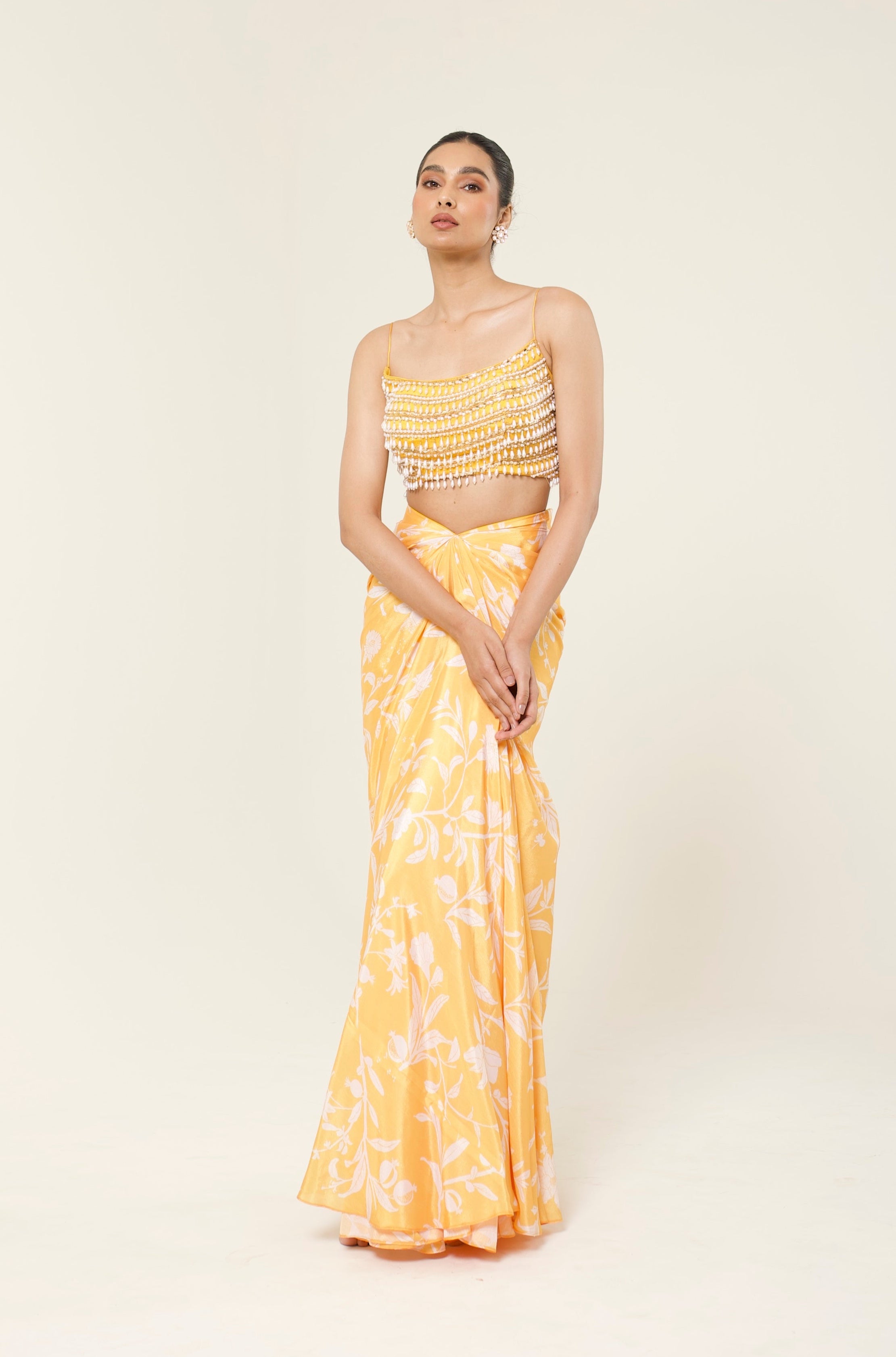 CELESTE PRINTED DHOTI SKIRT SET